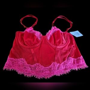 NWT Auden‎  Red and Pink Lace Bralette Size Extra Small